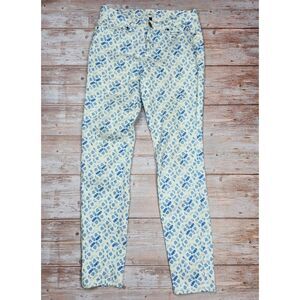 Victoria's Secret Mid Rise Siren‎ Blue Geometric Skinny Jeans Size 6